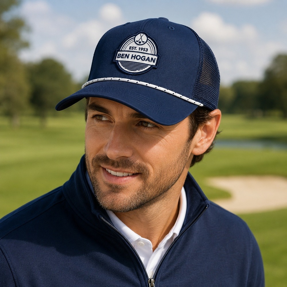 Ben Hogan Mens Golf Hat Navy Blue  Snapback Mesh Rope Cap Est 1953 New